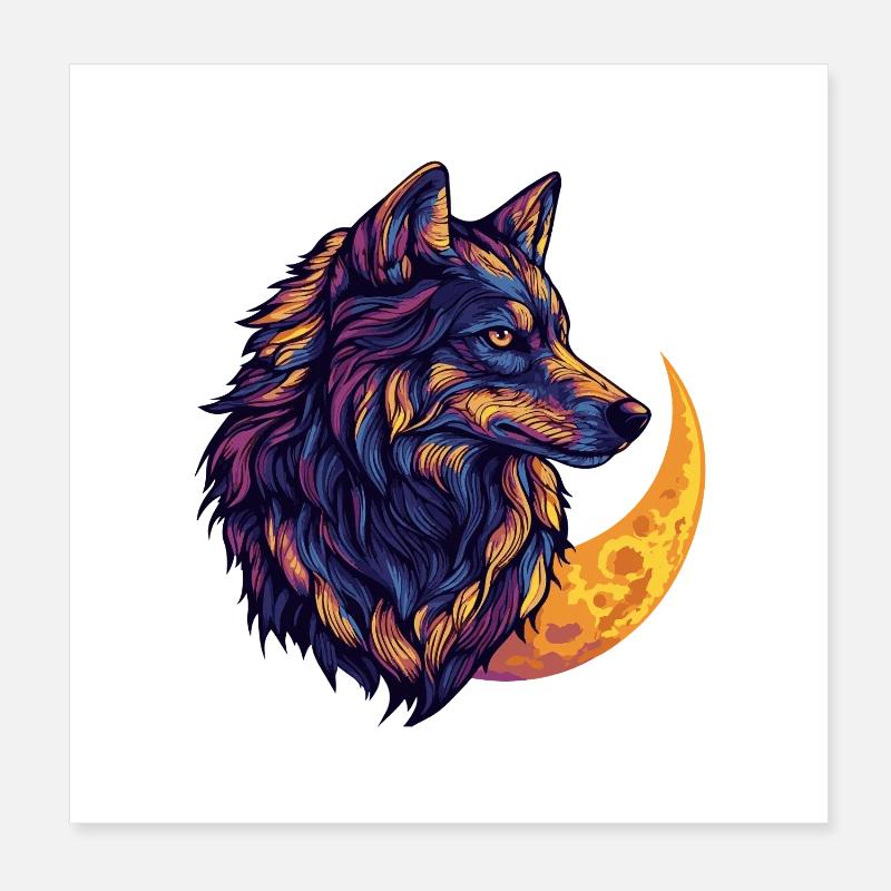 Lune du loup Poster 20 x 20 cm