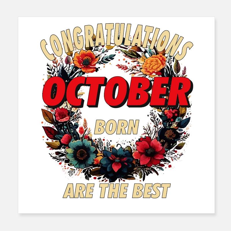 CONGRATULATIONS OCTOBER Poster 20x20 cm