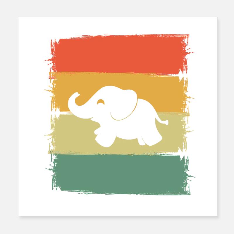 Éléphant Poster 20 x 20 cm