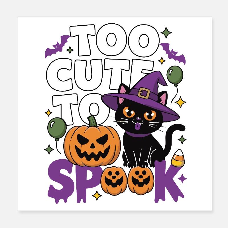 Trop mignon pour être effrayé - Chat sorcière mignon Poster 20 x 20 cm