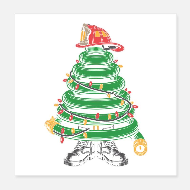 Fire Brigade Christmas Tree Poster 8" x 8" (20x20 cm)