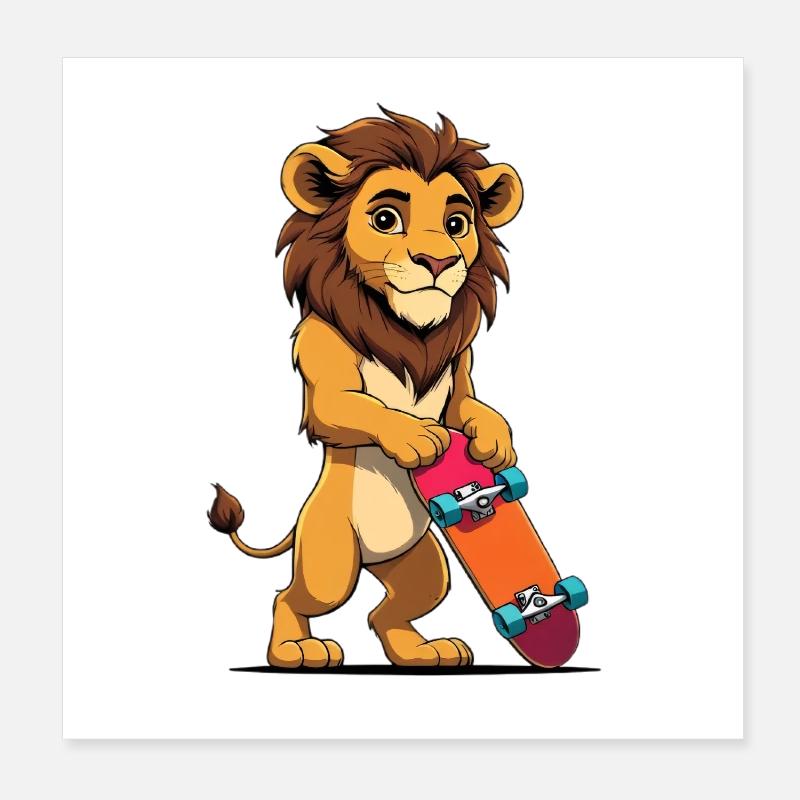 Lion Cub Skateboard Power Poster 8" x 8" (20x20 cm)