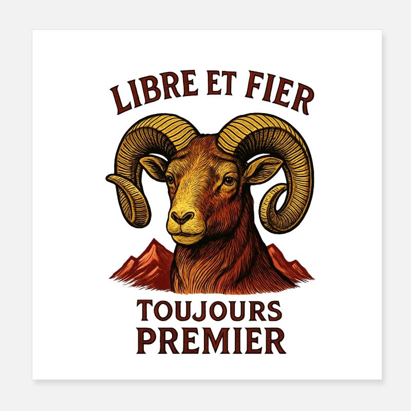 Widder Sternzeichen - Astrologie Poster 20x20 cm