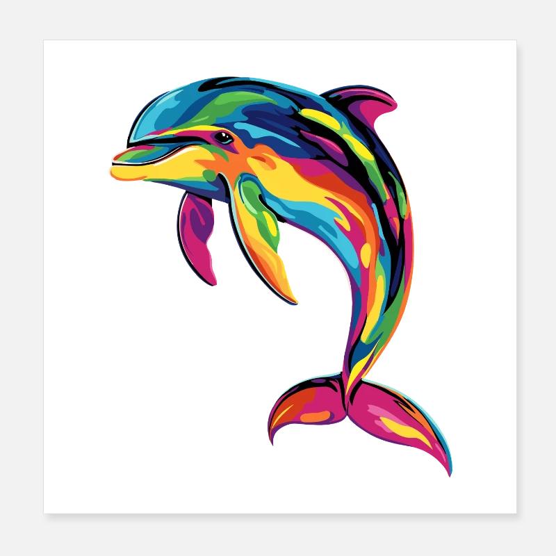 Dauphin Plongeur Dauphins Océan Dauphins mignons Dauphin Poster 20 x 20 cm