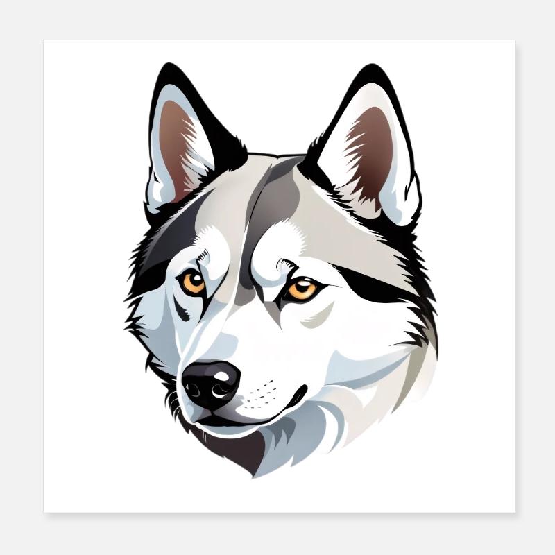 Wolf Head Head Illustration Poster 8" x 8" (20x20 cm)