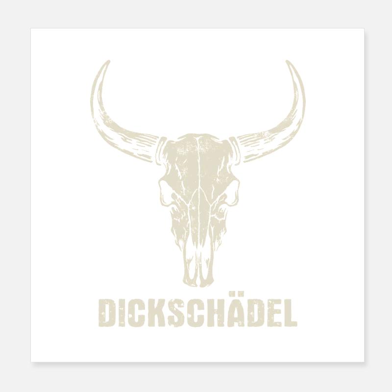 Stierkopf Schädel mit Hörnern - Dickschädel Poster 20x20 cm