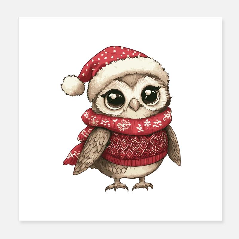 Eule Weihnachten Poster 20x20 cm