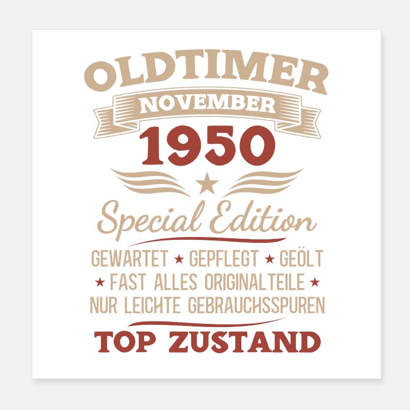 75. Geburtstag Geschenk Oldtimer November 1950 Poster 20x20 cm