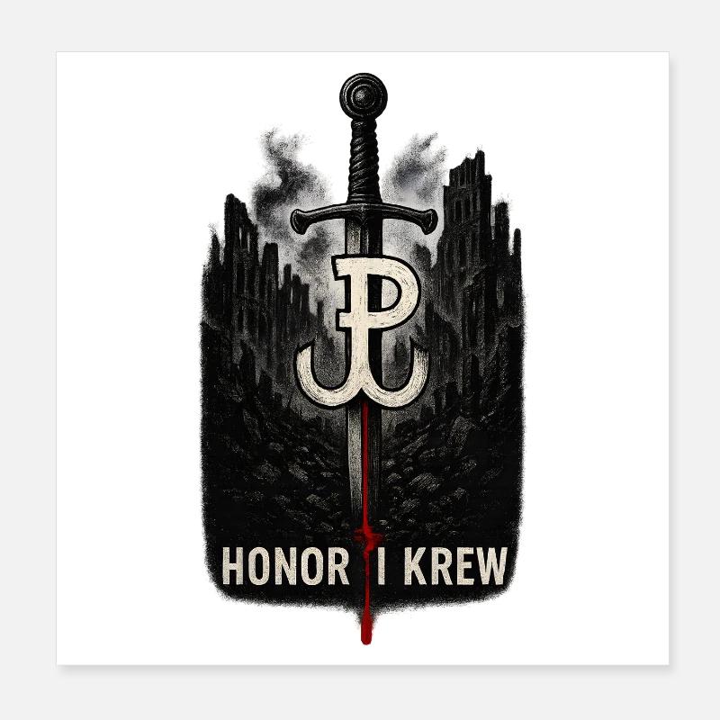 Honor i Krew Art de la résistance polonaise Poster 20 x 20 cm
