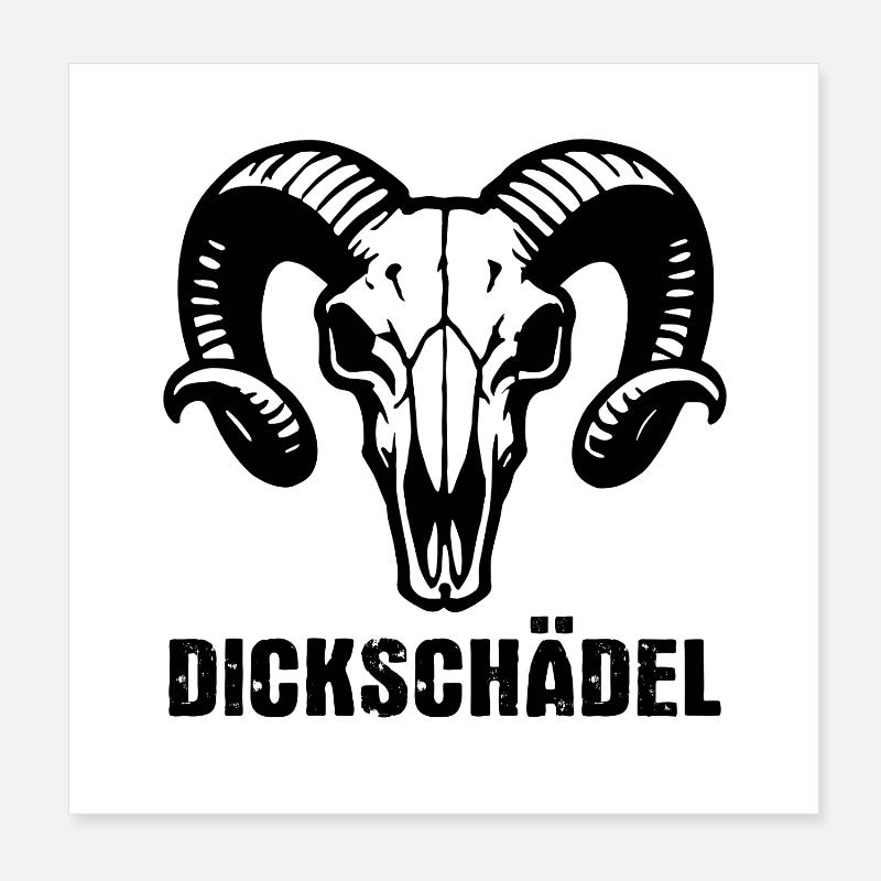 Widderkopf Schädel mit Hörnern - Dickschädel Poster 20x20 cm