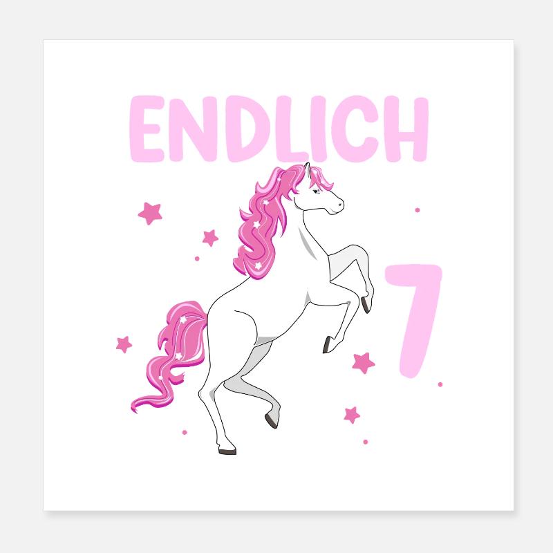 Cheval de 7 ans Enfin je suis 7 filles 7. Poster 20 x 20 cm