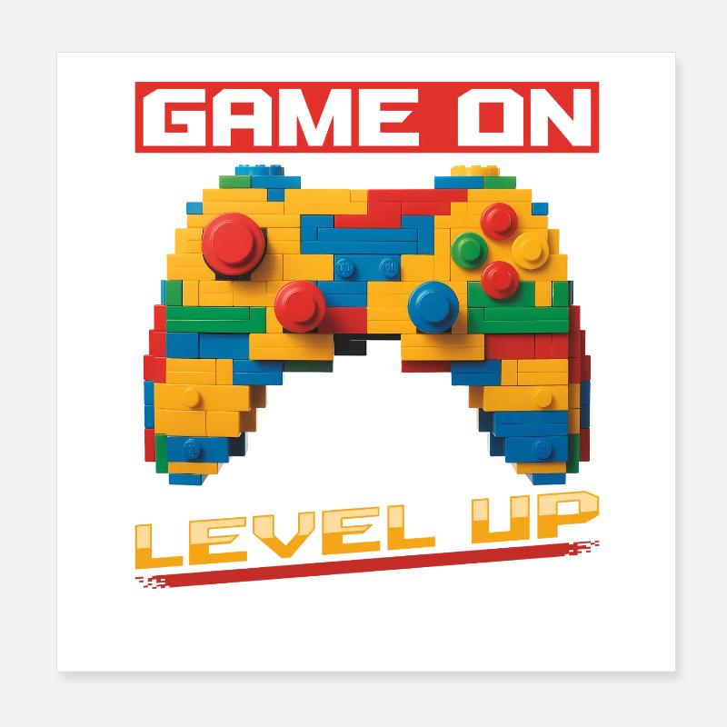 Building Blocks Gamer Gaming Brick Builder Poster 8" x 8" (20x20 cm)