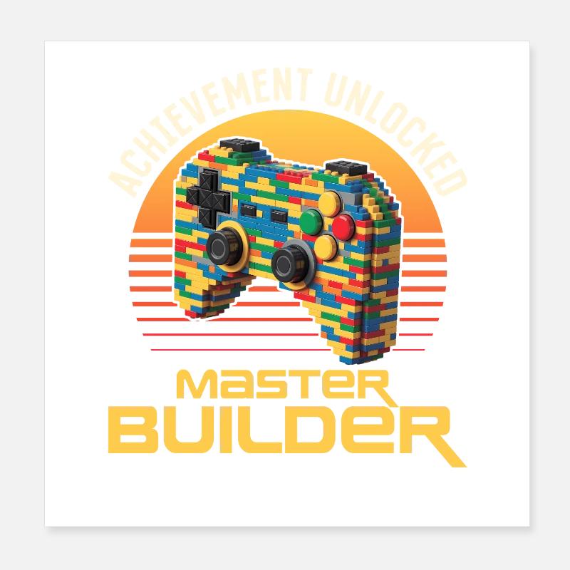 Building Blocks Gamer Gaming Brick Builder Poster 20x20 cm