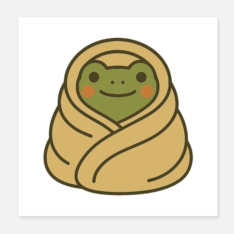 Eingekuschelter Frosch – Grenouille couverture douillette Poster 20 x 20 cm