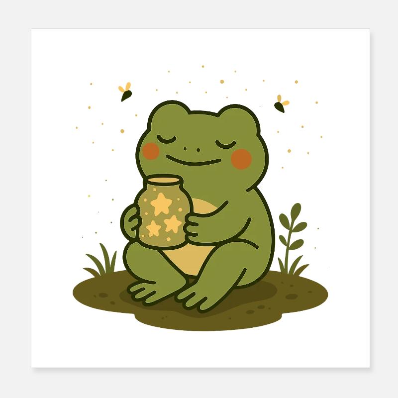 Frosch mit Sternenglas – Magisches Design Poster 20x20 cm
