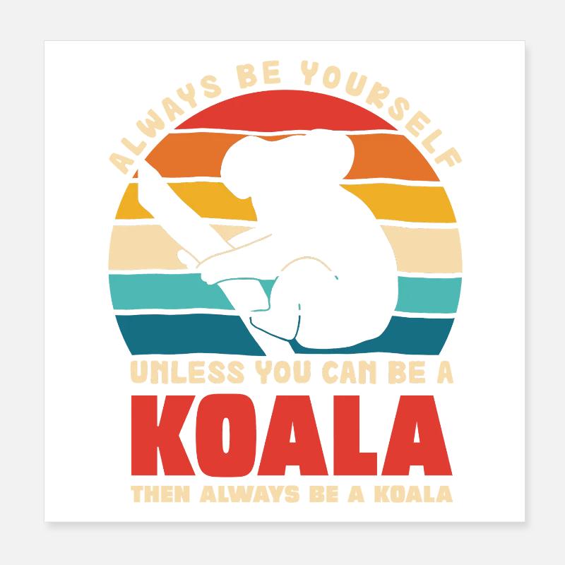 Koala Motto Rétro Coucher de soleil Poster 20 x 20 cm