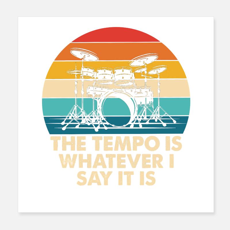 Retro Drumtempo Regenbogen Poster 20x20 cm