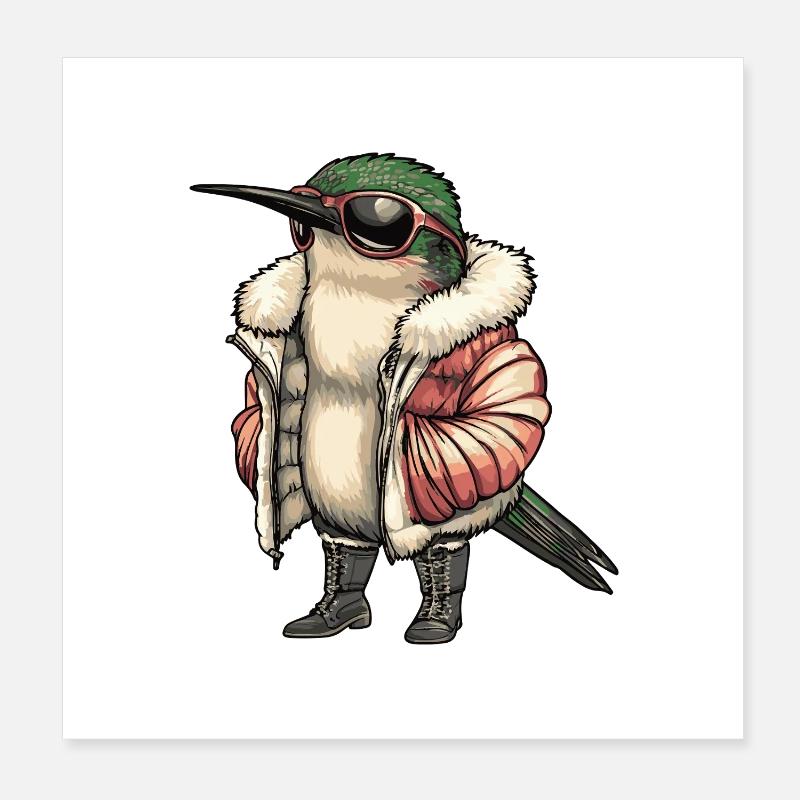 Kolibri Vogel Cool Winter Poster 20x20 cm