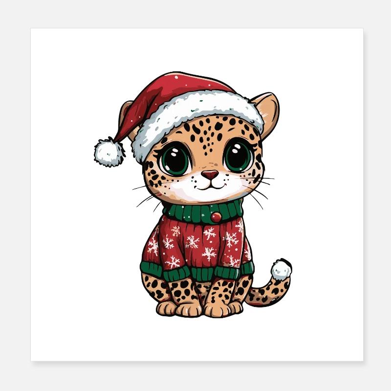 Noël léopard Poster 20 x 20 cm