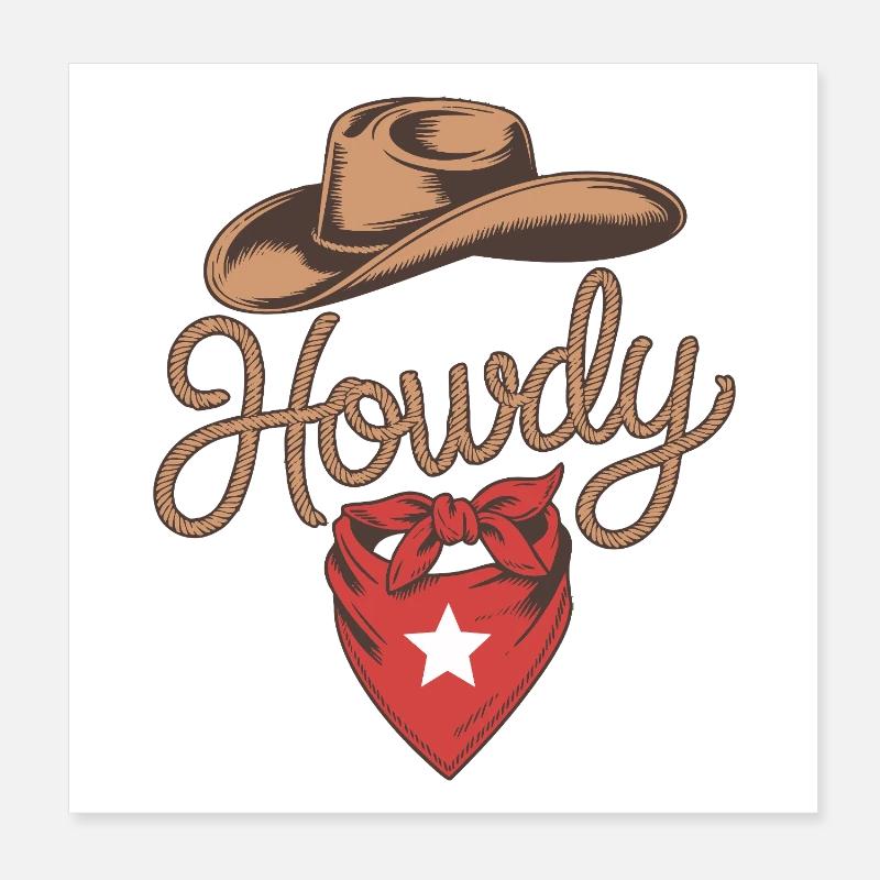 Howdy Cowboy - Conception de corde western Poster 20 x 20 cm