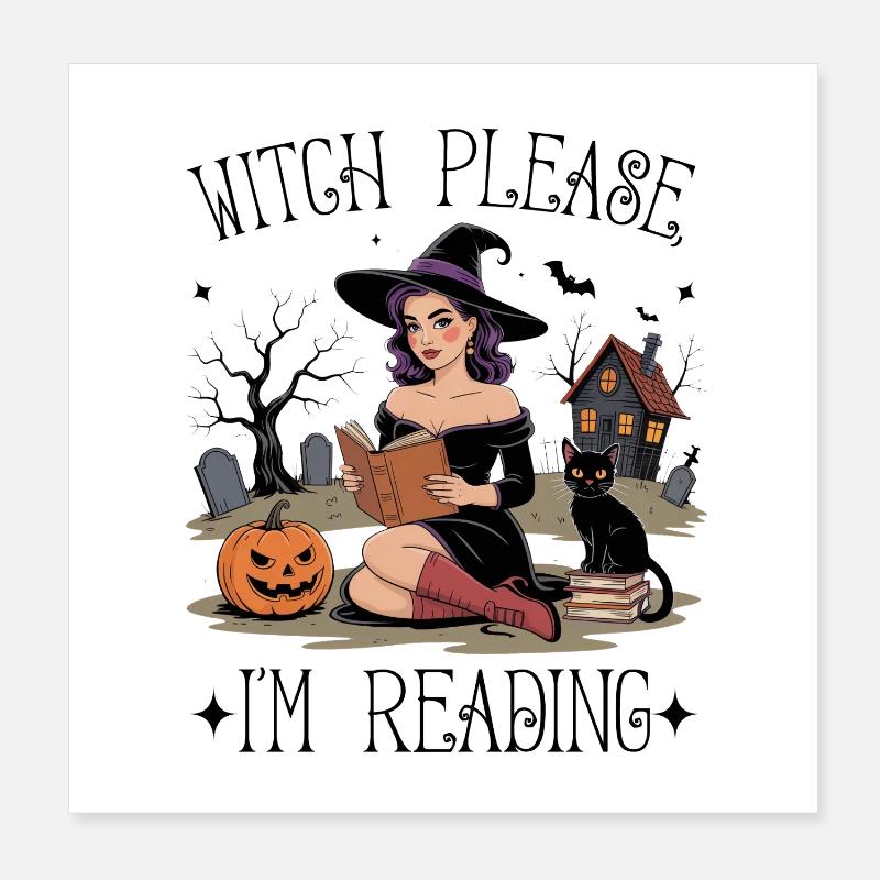 Witch Reads by Pumpkin Glow Poster 8" x 8" (20x20 cm)