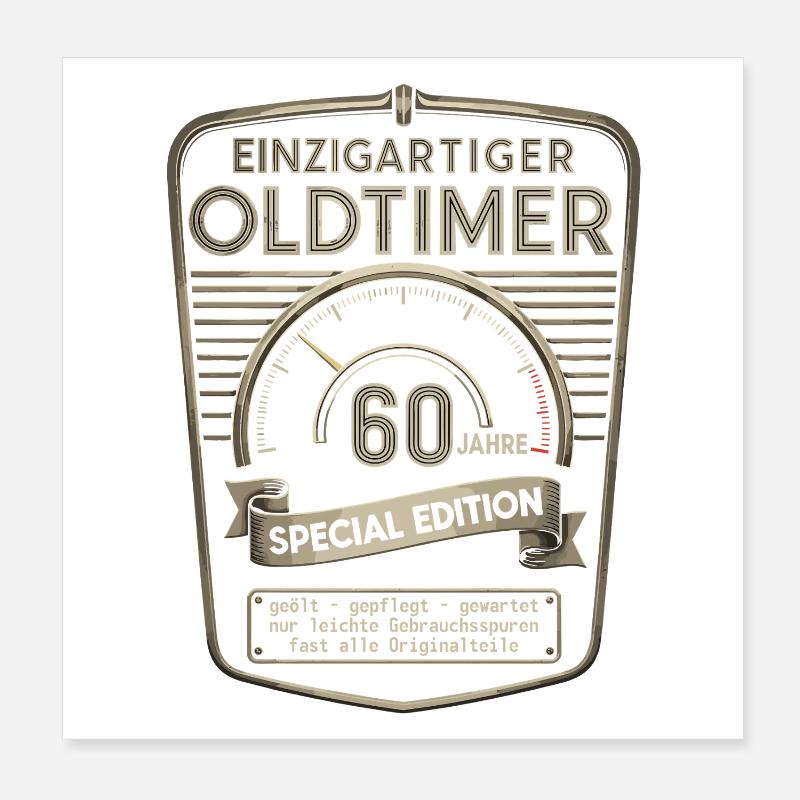 60. Geburtstag 60er 60ter 60 Jahre Oldtimer Poster 20x20 cm