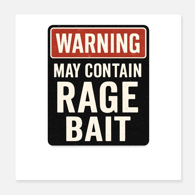 Avertissement Peut contenir un appât de rage, drôle de dicton Poster 20 x 20 cm