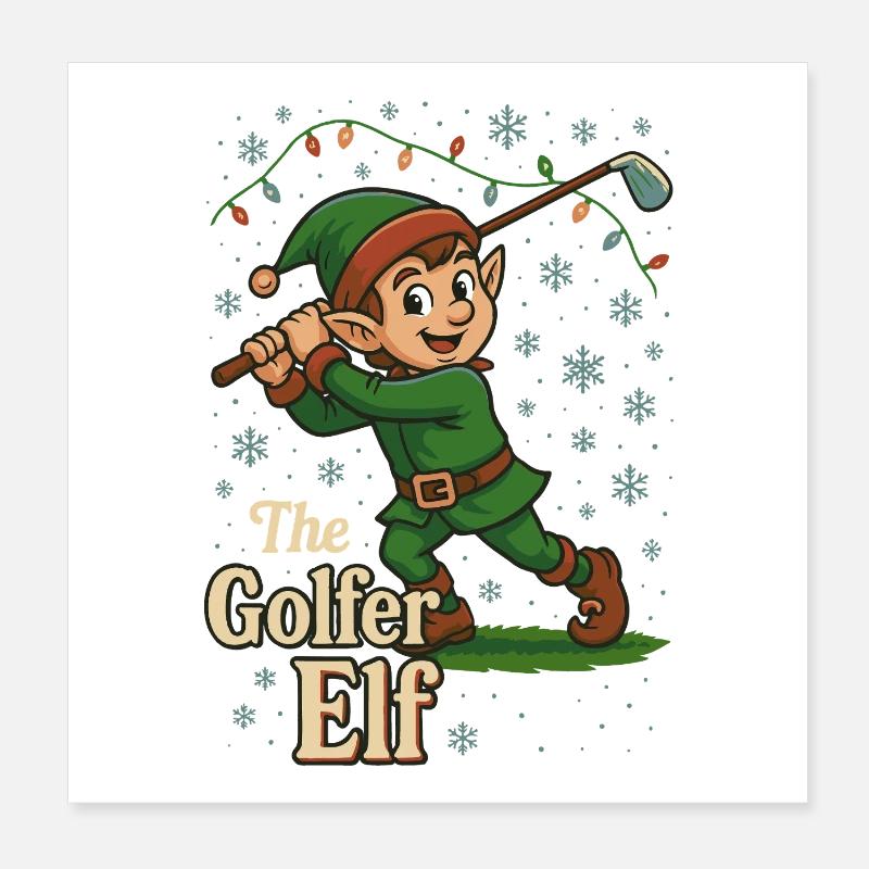 The Golfer Elf Funny Golf Player Design Poster 8" x 8" (20x20 cm)