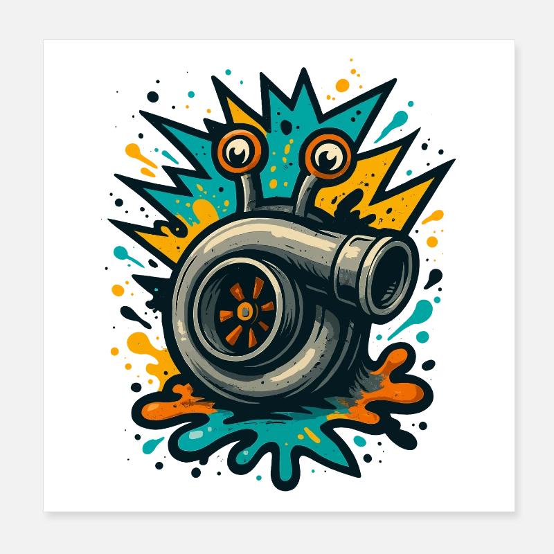 Turbo Schnecke Turbolader Boost Explosion Poster 20x20 cm