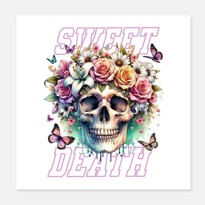 Fleurs Crâne Beauté Floraison Poster 20 x 20 cm