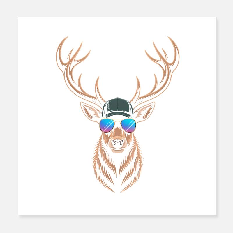 Cerf frais avec des bois Poster 20 x 20 cm