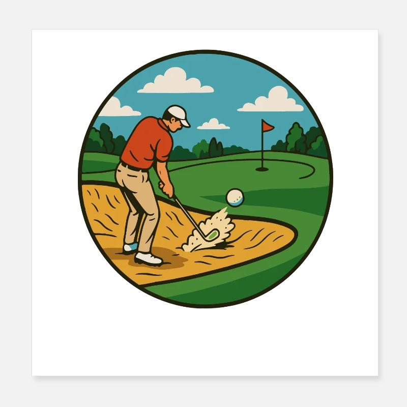 Funny Golf Swing Golfer Golf Course Play Golf Poster 8" x 8" (20x20 cm)