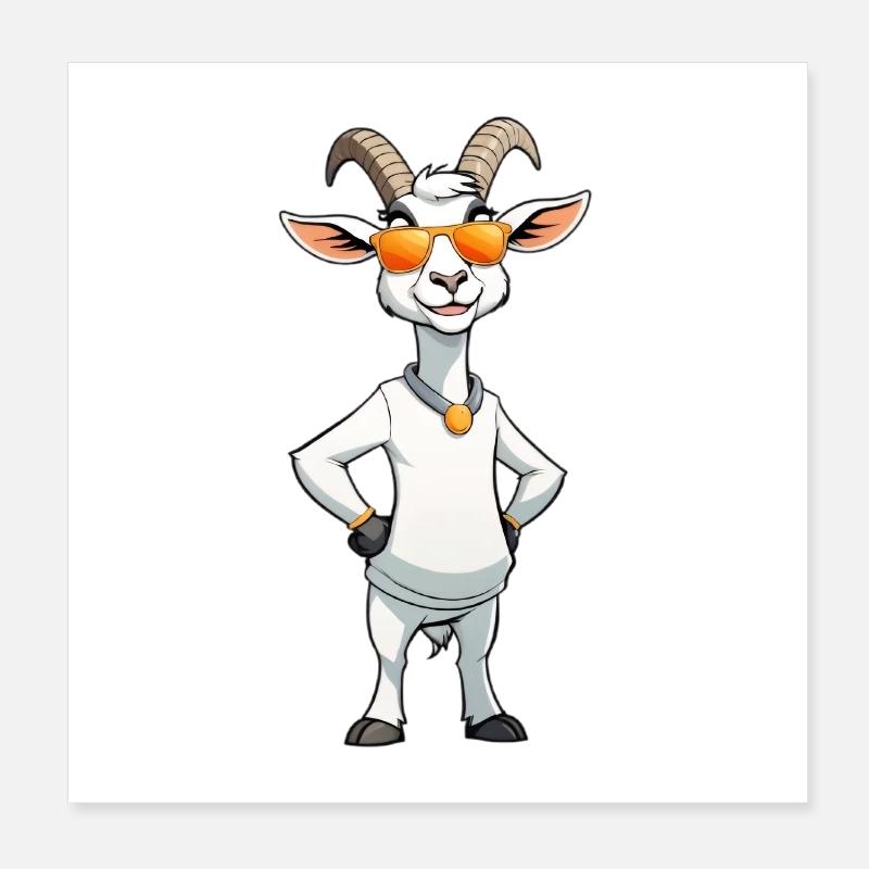 Chèvre avec breloque de lunettes de soleil Poster 20 x 20 cm