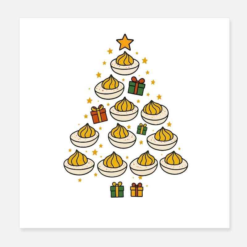 Deviled Egg Christmas Tree Funny Holiday Design Poster 20x20 cm