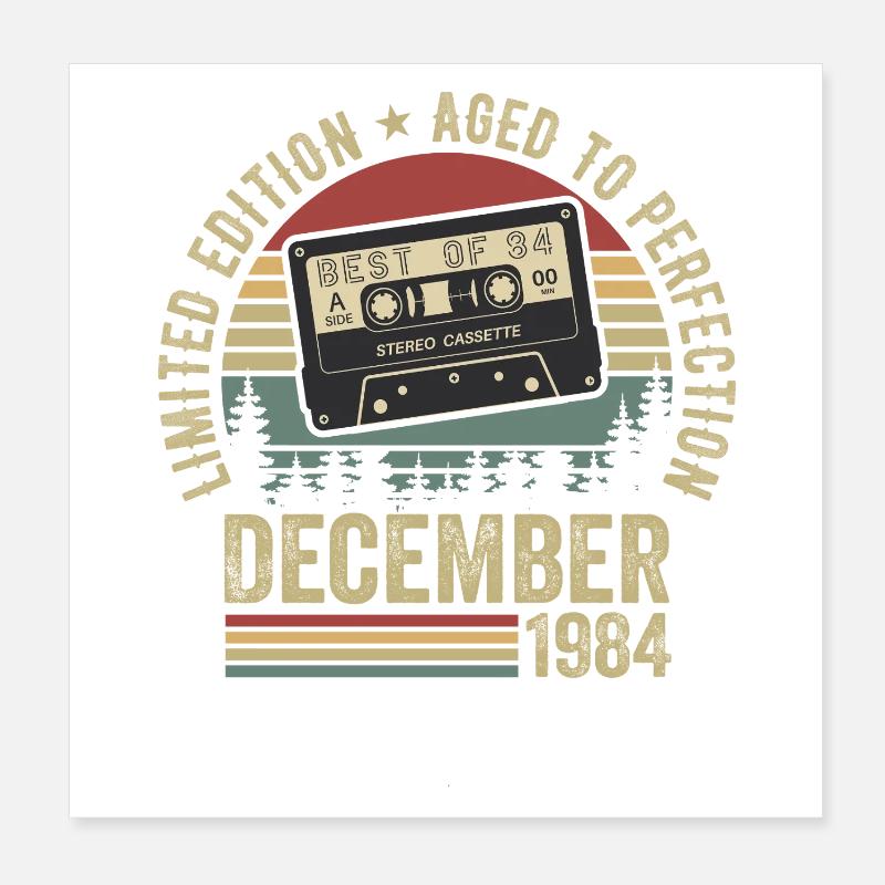 Décembre 1984 - Anniversaire Décembre 1984 Poster 20 x 20 cm