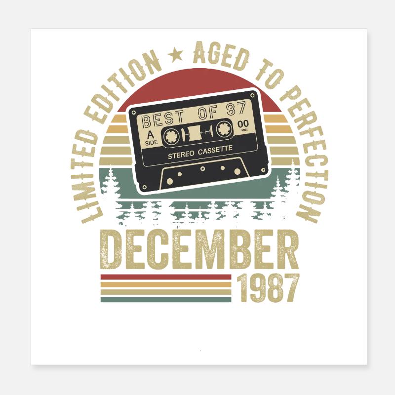 Dezember 1987 - Jahrestag Dezember 1987 Poster 20x20 cm