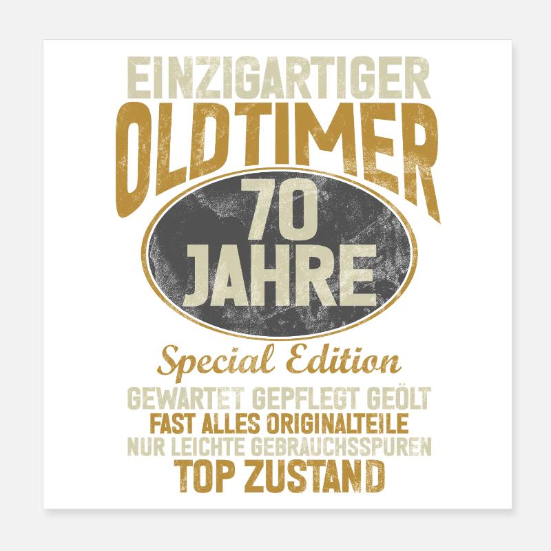70 ans Unique Classique 70e anniversaire Poster 20 x 20 cm