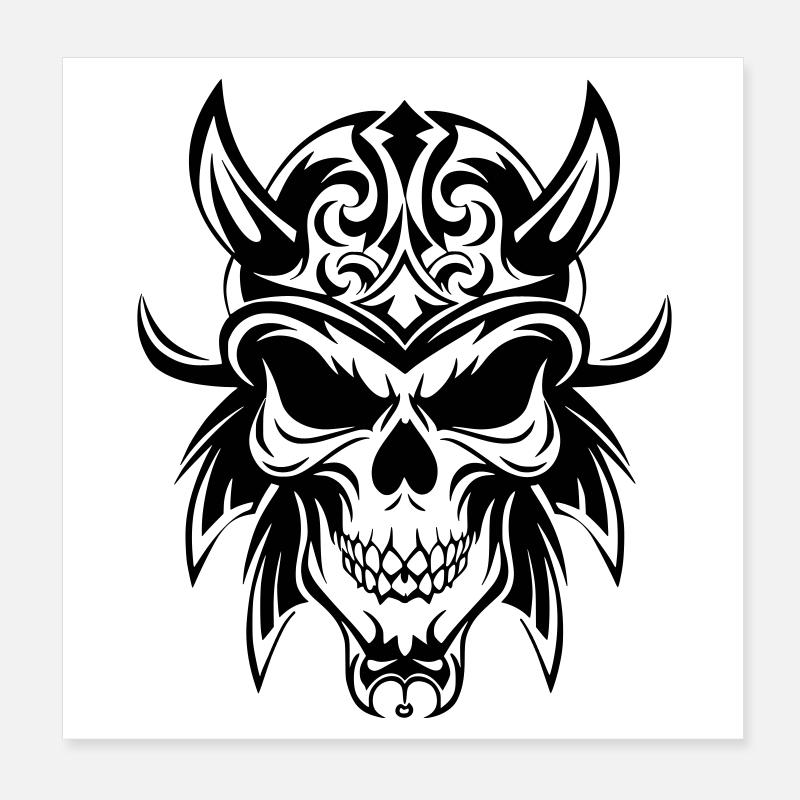 Stilisierter Totenkopf im Tribal-Look Poster 20x20 cm