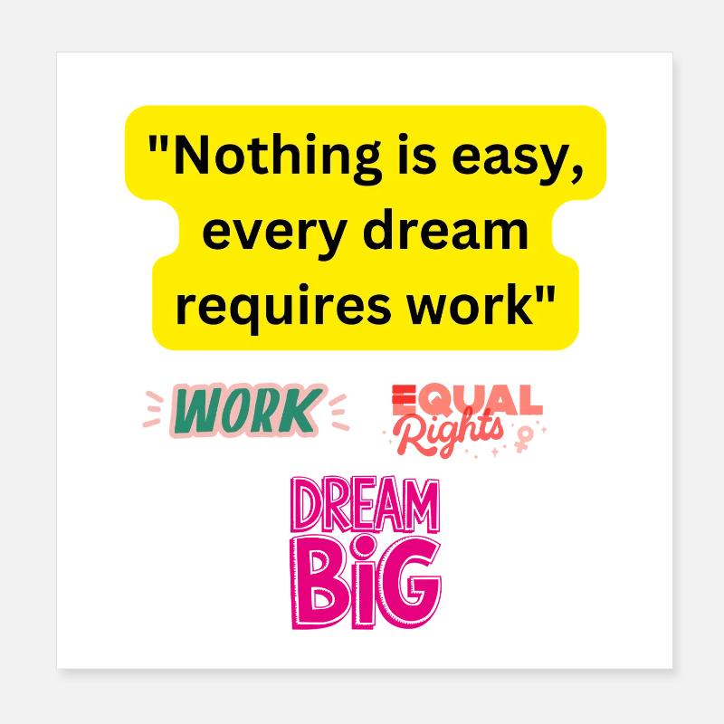 Träume groß, arbeite hart Poster 20x20 cm