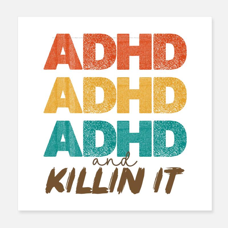 ADHD Power Color Stacking - Poster 8" x 8" (20x20 cm) - white