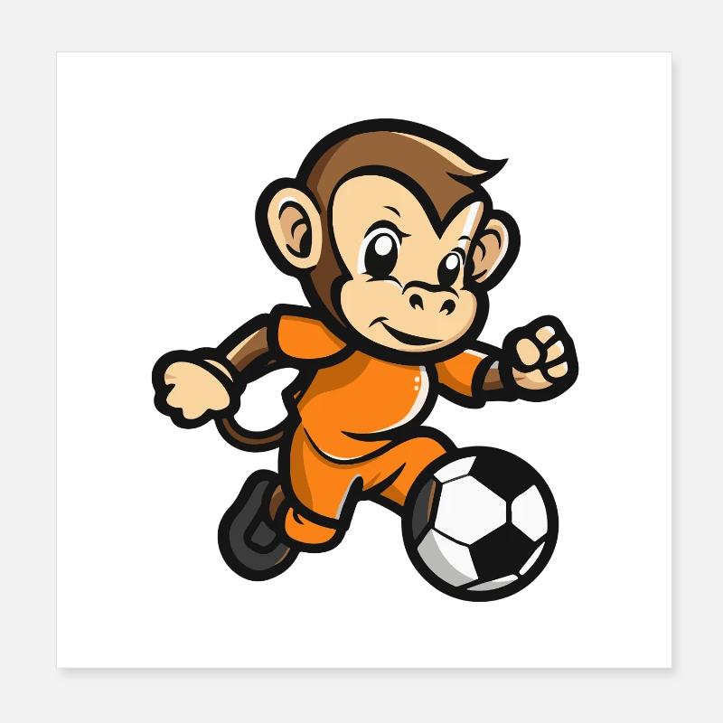 Monkey Comic Football Poster 20 x 20 cm