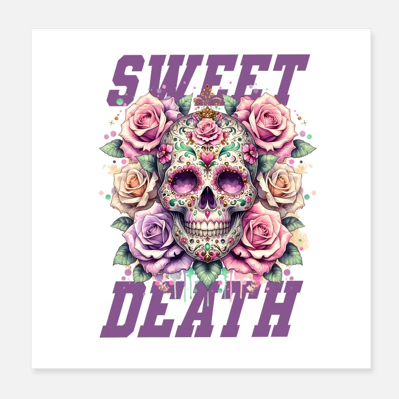 Flowers Skull Beauty Bloom Poster 8" x 8" (20x20 cm)