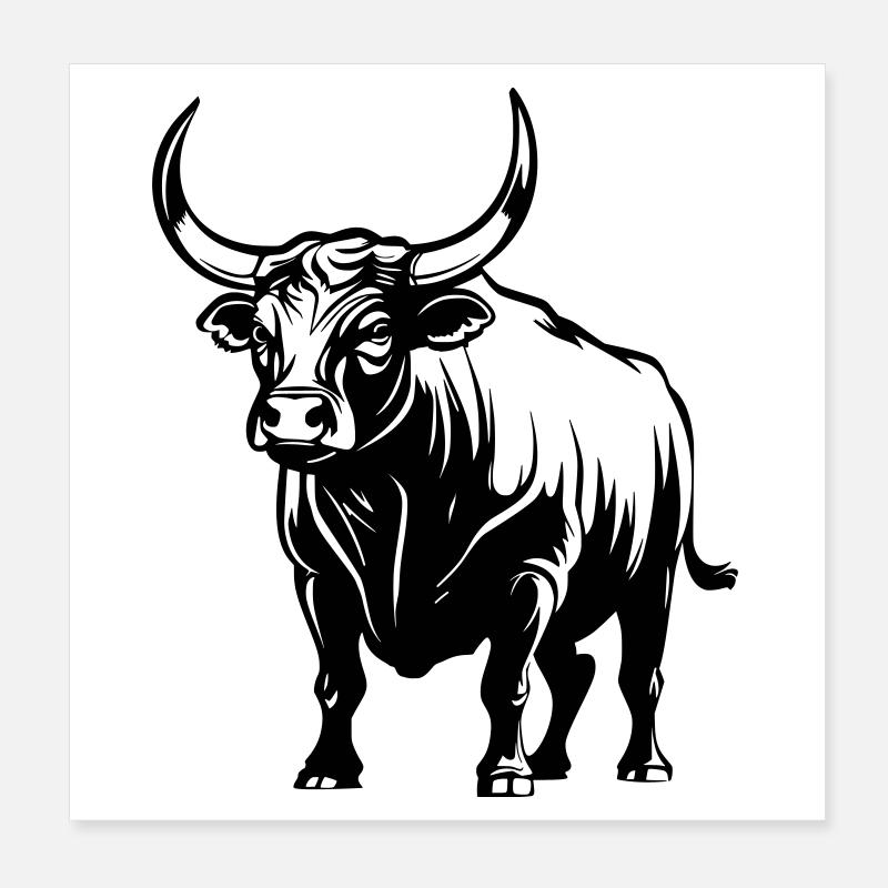 Bull Poster 8" x 8" (20x20 cm)
