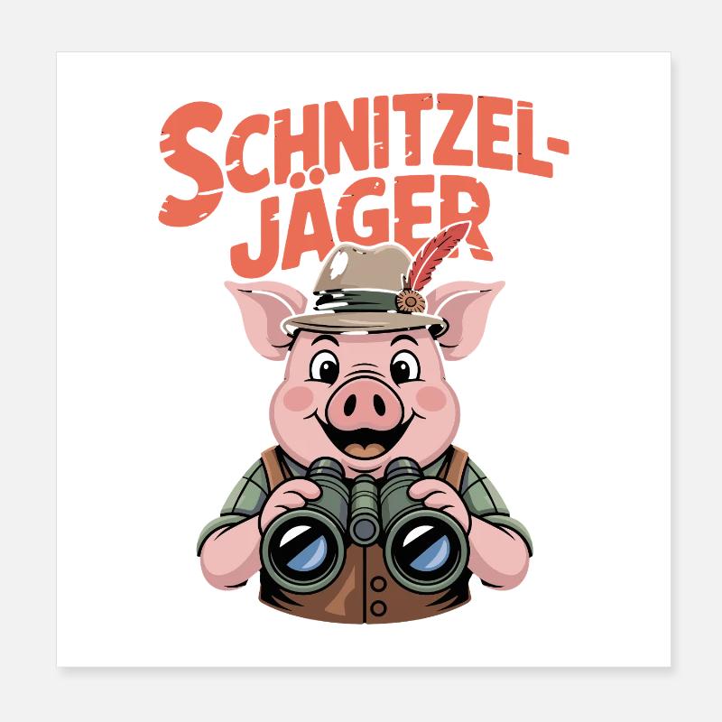 Schnitzeljäger Schwein Schnitzel Koch Essen Poster 20x20 cm