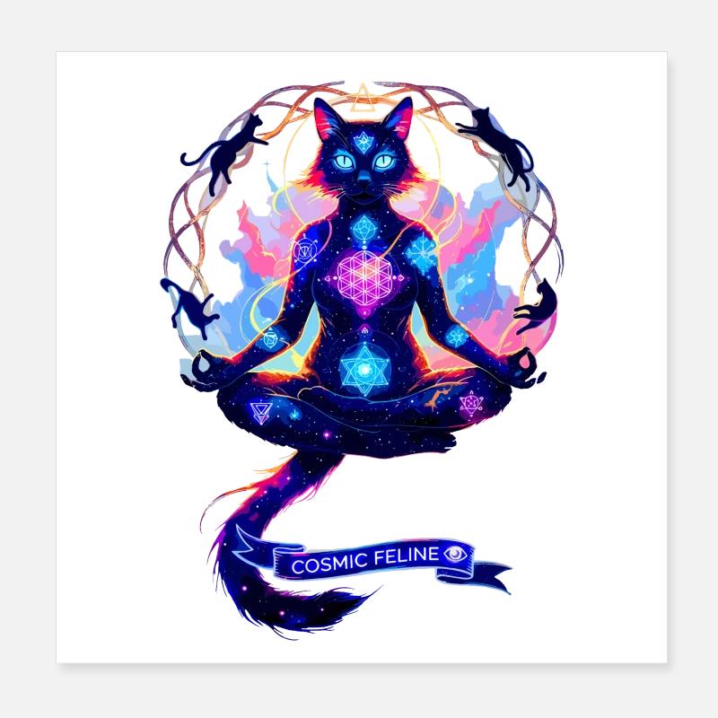 Cosmic Chakra Katze Poster 20x20 cm