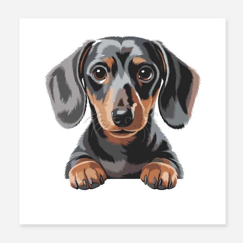 Illustration de chiot teckel Poster 20 x 20 cm