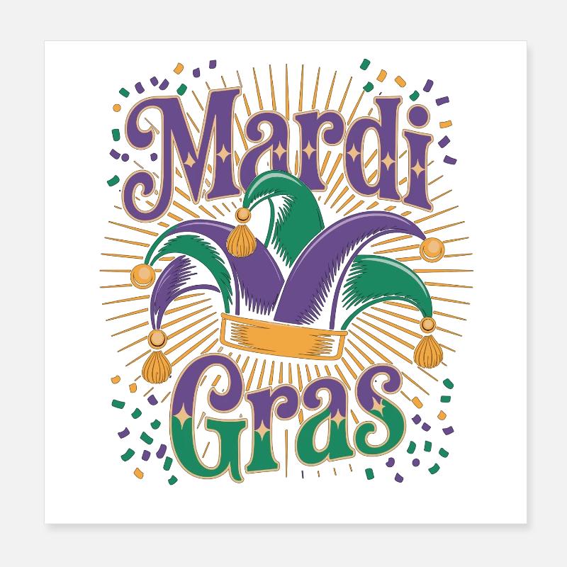 Fasching Mardi Gras Konfetti Poster 20x20 cm