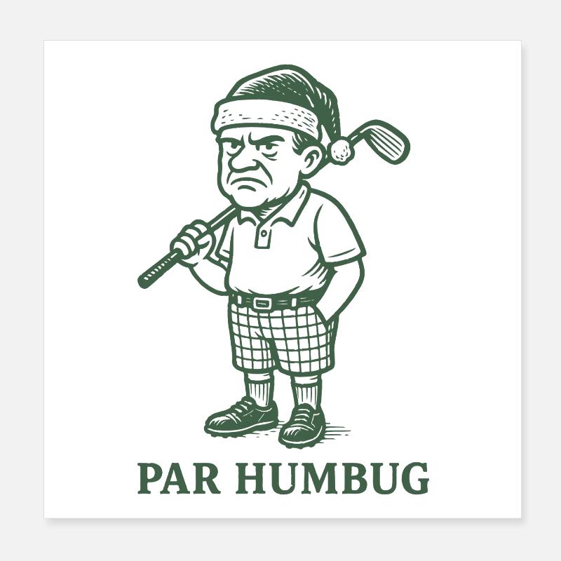 Par Humbug Funny Golf Golfeur de Noël Poster 20 x 20 cm
