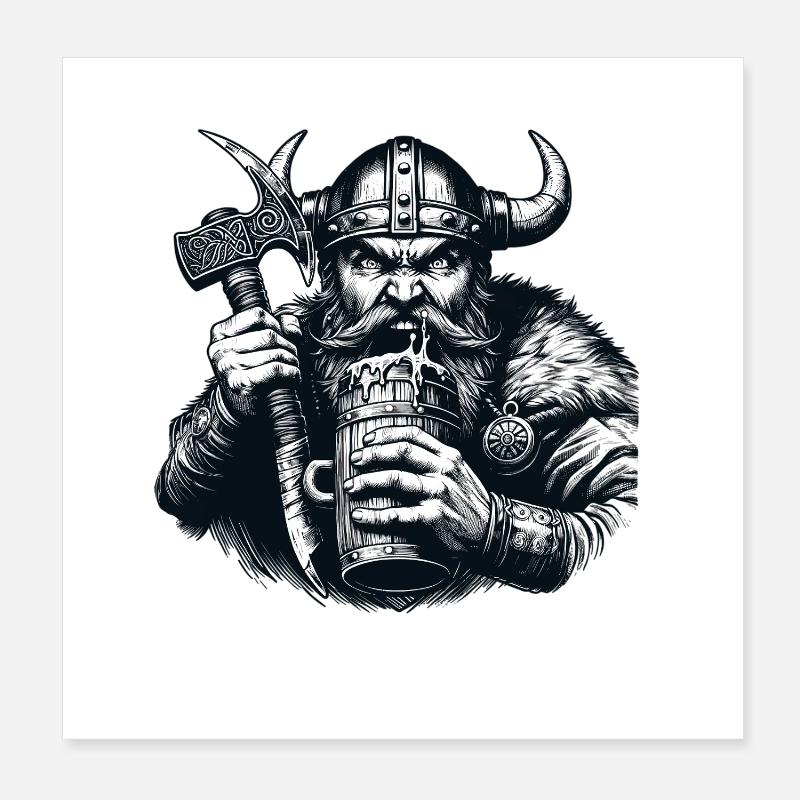 Chope de bière viking Warrior Poster 20 x 20 cm
