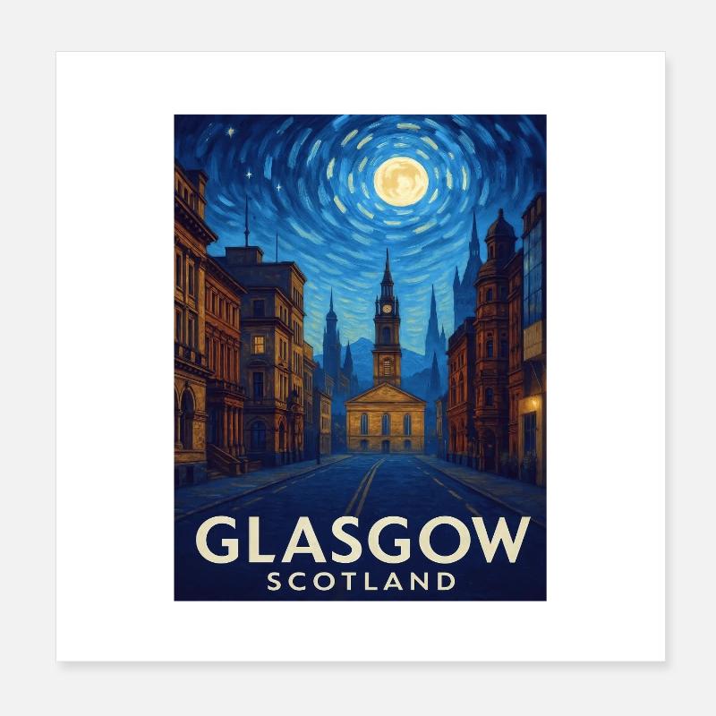 Glasgow Scotland Poster 8" x 8" (20x20 cm)